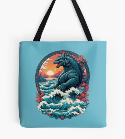 Godzilla Water Monster Gojira Retro Tote Bag