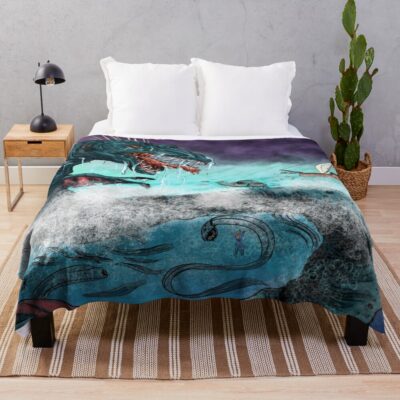 Mythology Inspired Sea Of Monsters Throw Blanket
