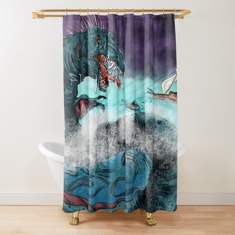 Mythology Inspired Sea Of Monsters Shower Curtain