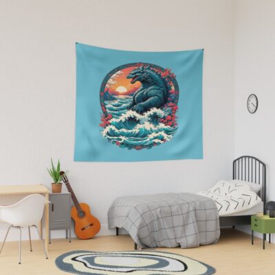 Godzilla Water Monster Gojira Retro Tapestry