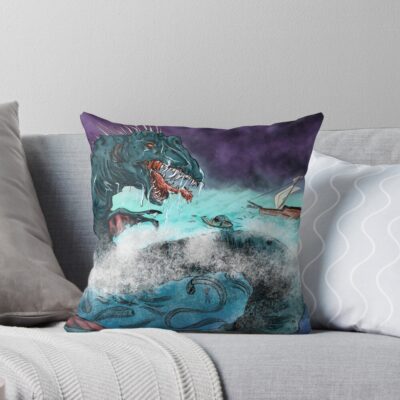 Mythology Inspired Sea Of Monsters Throw Pillow
