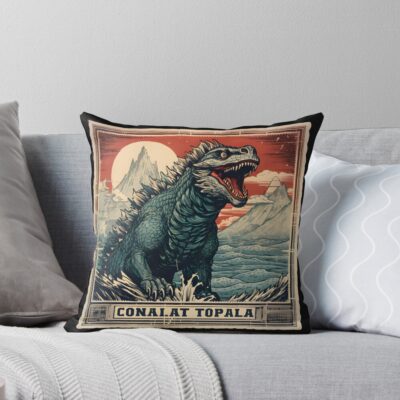 Monarch Legacy Of Monsters Zilla Stamp Throw Pillow