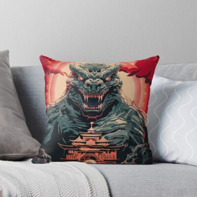 Monarch Legacy Of Monsters Godzilla Retro Throw Pillow